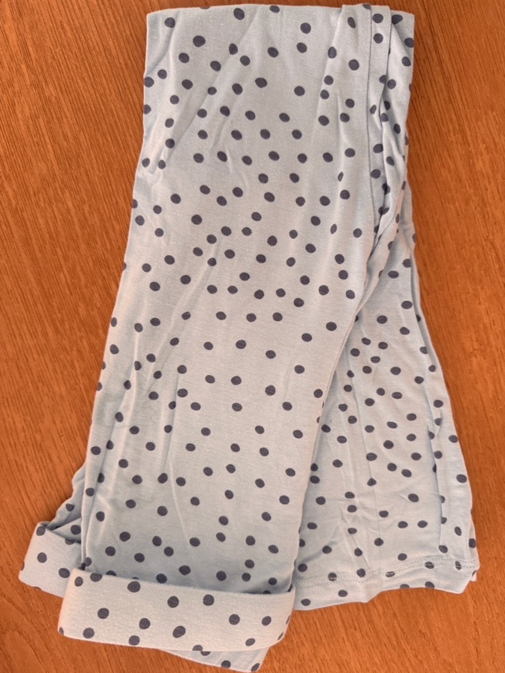 kate quinn Light Blue Leggings with Navy Polka Dots